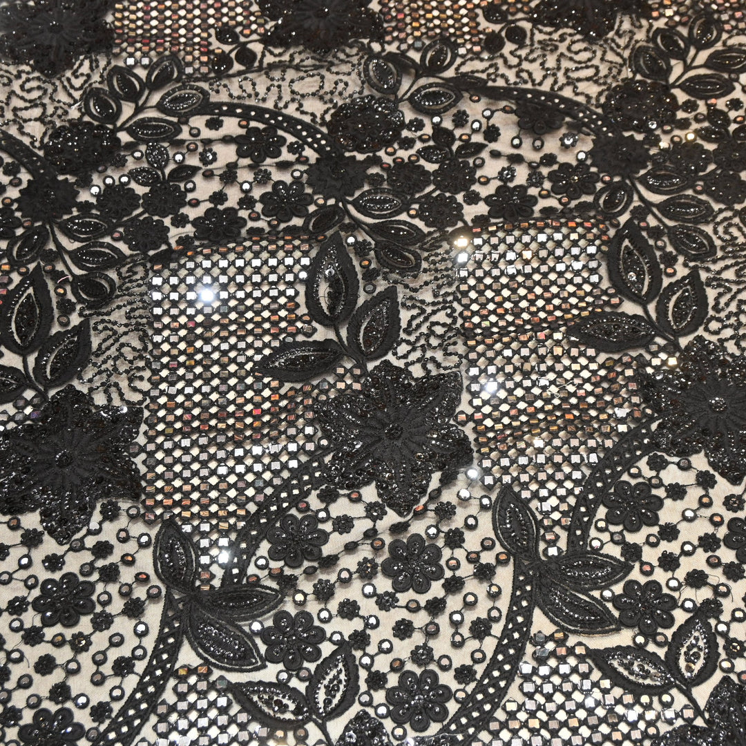 Net Mirror Sequins Embroidery Fabric 54" | Designer Fabrics | EB00477-02