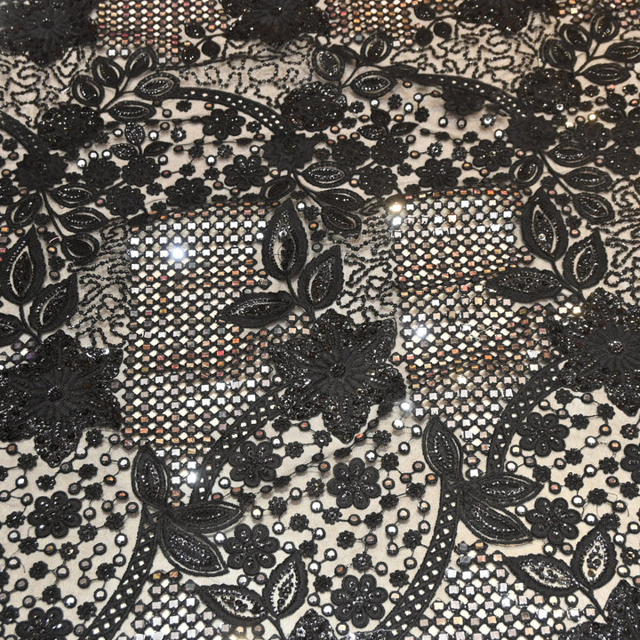 Net Mirror Sequins Embroidery Fabric 54" | Designer Fabrics | EB00477-02
