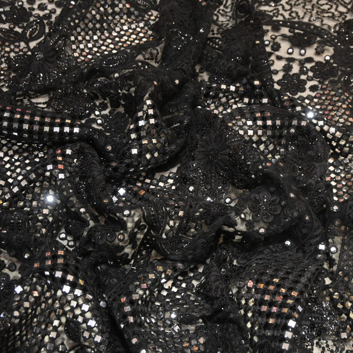 Net Mirror Sequins Embroidery Fabric 54" | Designer Fabrics | EB00477-02