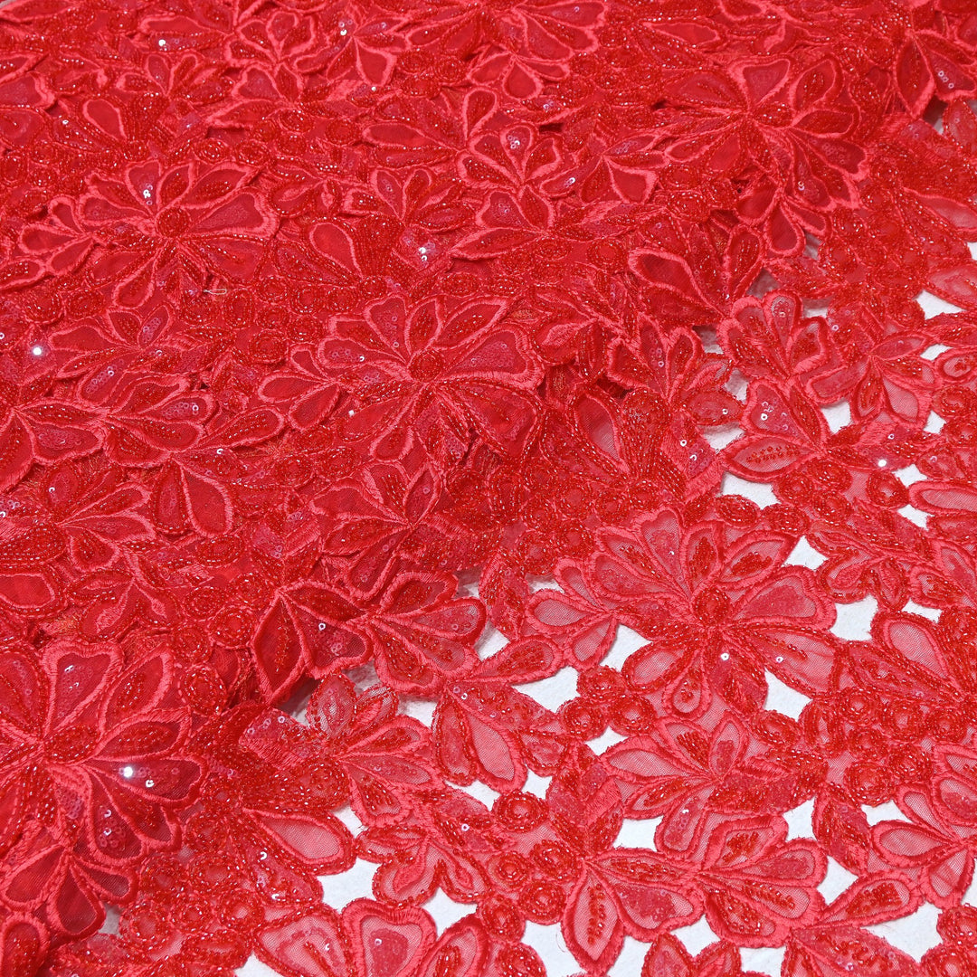 Net Moti & Sequins Embroidery Fabric | Designer Fabrics | EB00639-02