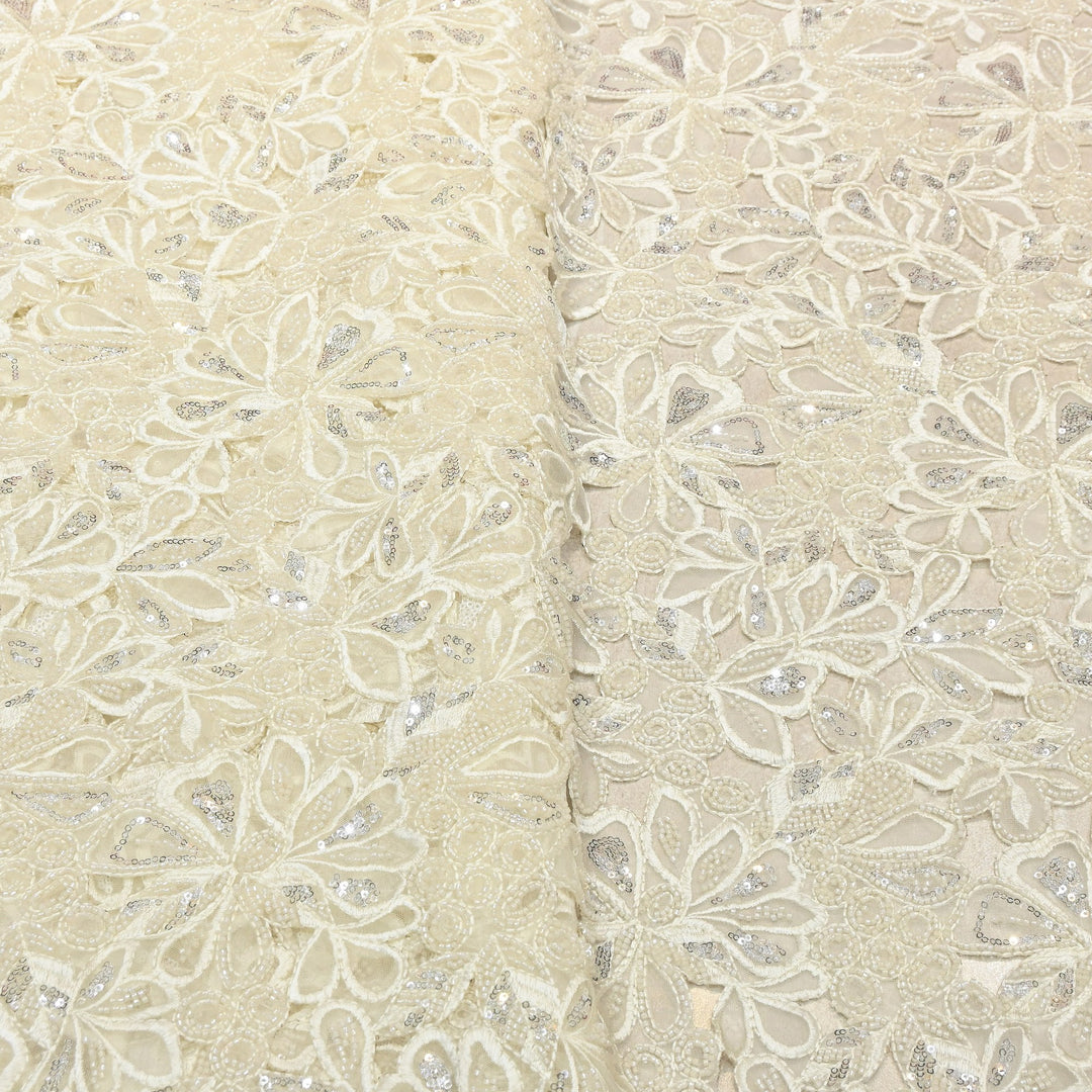 Net Moti & Sequins Embroidery Fabric | Designer Fabrics | EB00639-01