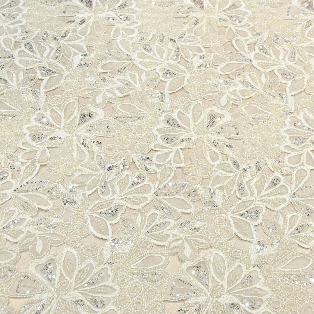 Net Moti & Sequins Embroidery Fabric | Designer Fabrics | EB00639-01