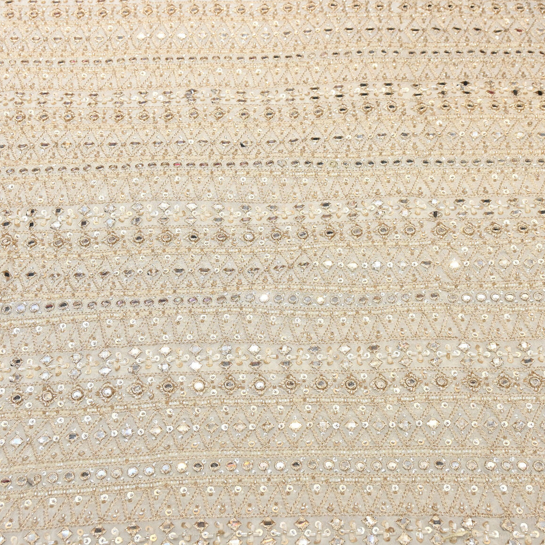 Tissue Mirror, Zari & Sequins Embroidery Fabric | Premium Designer Tissue Fabric | EB00595-01