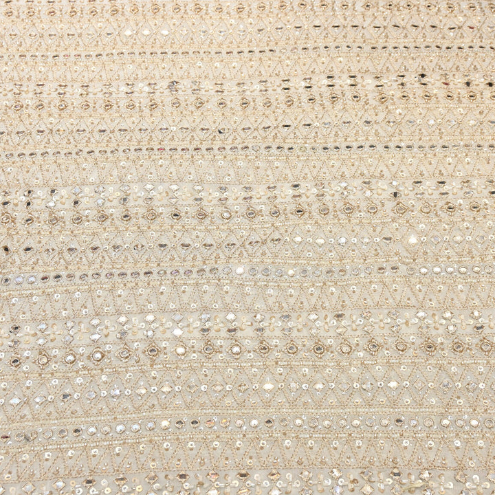 Tissue Mirror, Zari & Sequins Embroidery Fabric | Premium Designer Tissue Fabric | EB00595-01