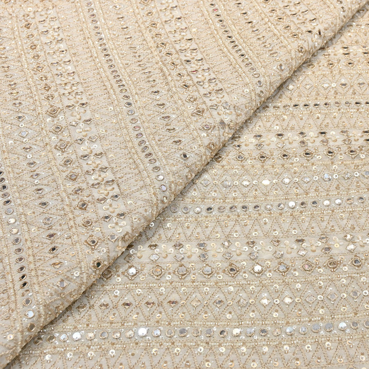 Tissue Mirror, Zari & Sequins Embroidery Fabric | Premium Designer Tissue Fabric | EB00595-01