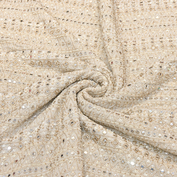 Tissue Mirror, Zari & Sequins Embroidery Fabric | Premium Designer Tissue Fabric | EB00595-01