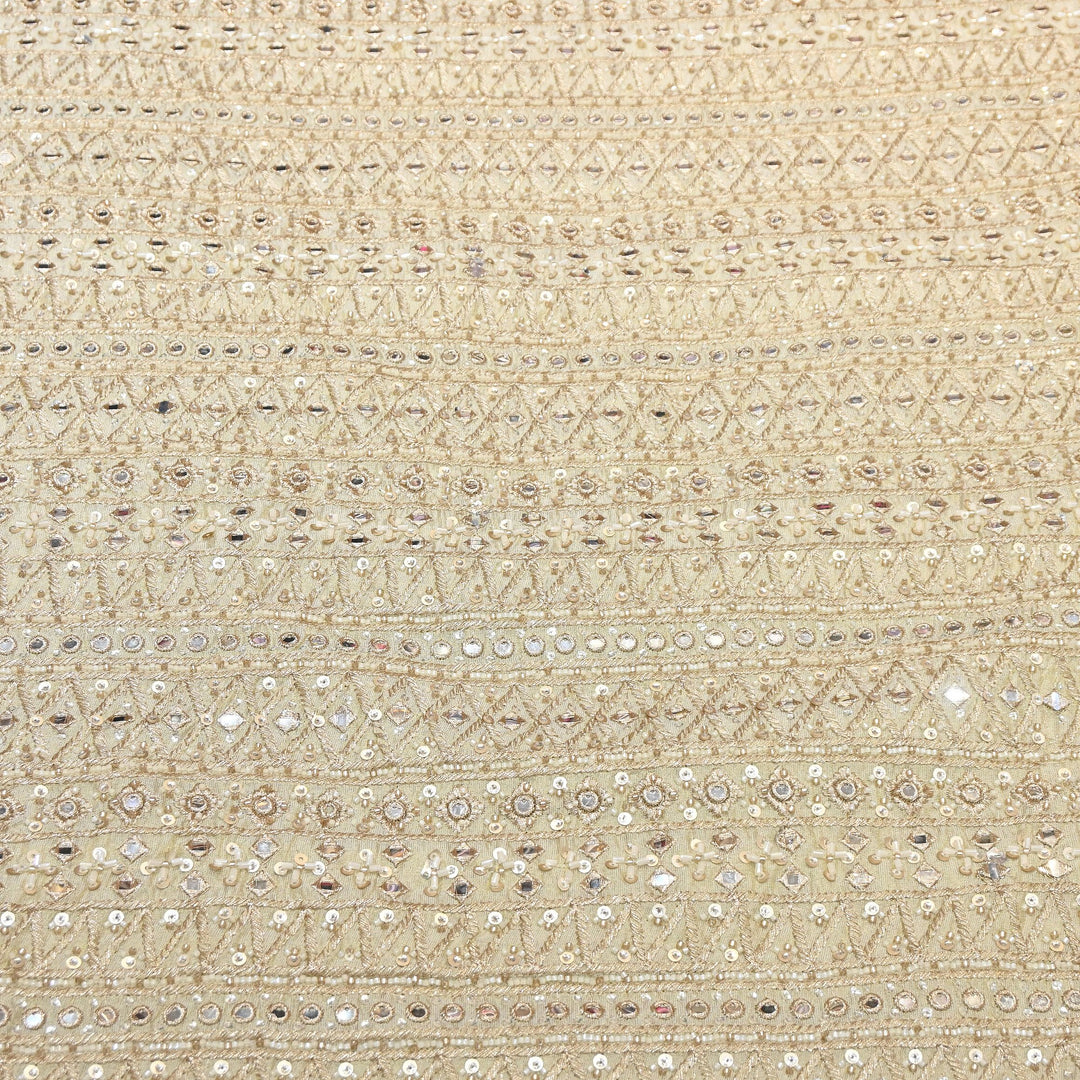 Tissue Mirror, Zari & Sequins Embroidery Fabric | Premium Designer Tissue Fabric | EB00595-02