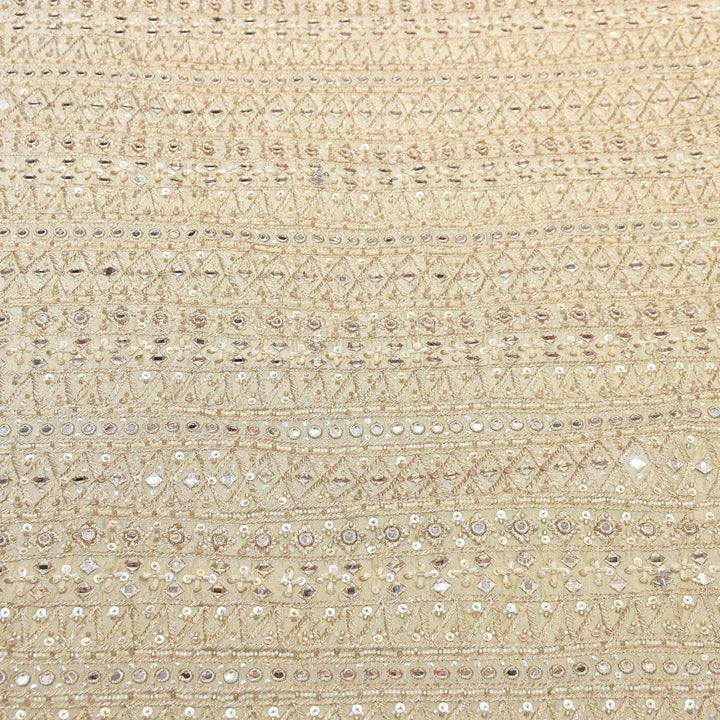 Tissue Mirror, Zari & Sequins Embroidery Fabric | Premium Designer Tissue Fabric | EB00595-02