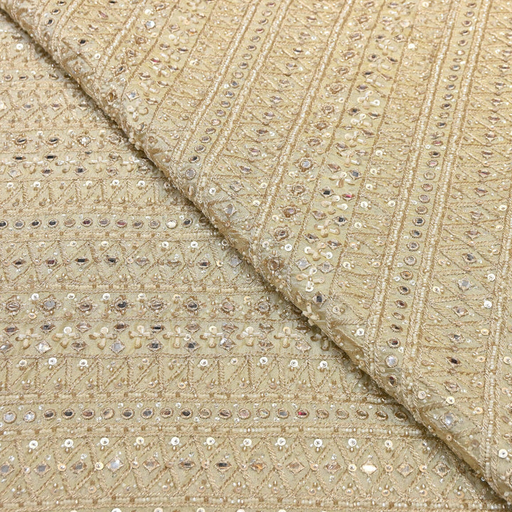 Tissue Mirror, Zari & Sequins Embroidery Fabric | Premium Designer Tissue Fabric | EB00595-02