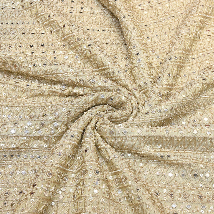 Tissue Mirror, Zari & Sequins Embroidery Fabric | Premium Designer Tissue Fabric | EB00595-02