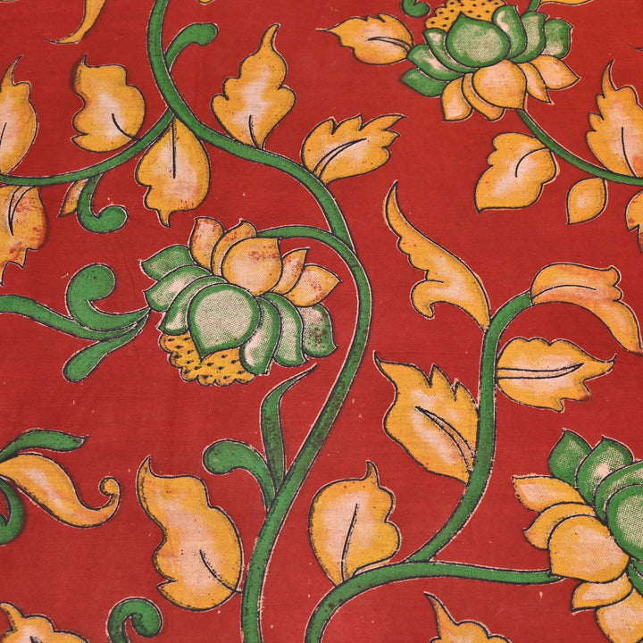 Cotton Kalamkari Print Fabric – Soft Breathable Ethnic Printed Cotton Fabric-001329-2