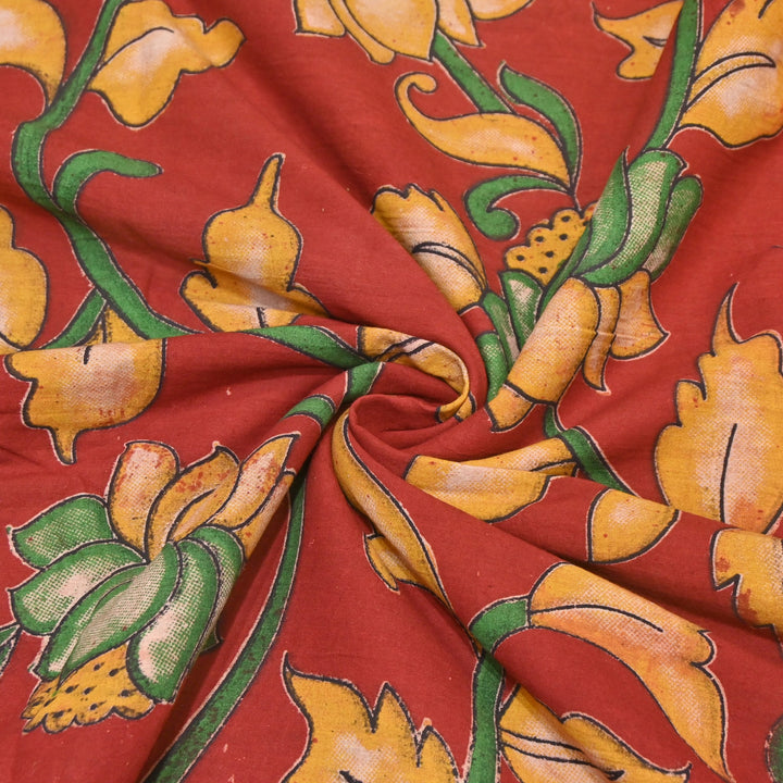 Cotton Kalamkari Print Fabric – Soft Breathable Ethnic Printed Cotton Fabric-001329-2