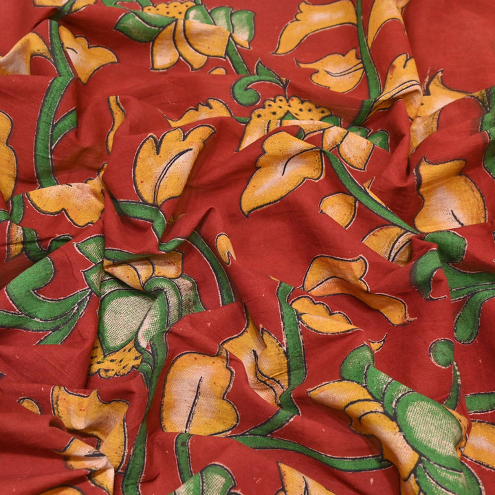 Cotton Kalamkari Print Fabric – Soft Breathable Ethnic Printed Cotton Fabric-001329-2