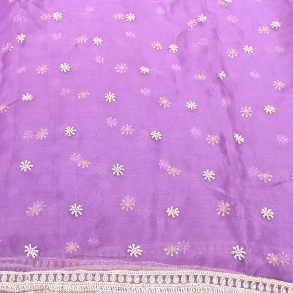 Silk Organza Moti & Sequins Embroidered Fabric | Designer Fabric | P02176-2