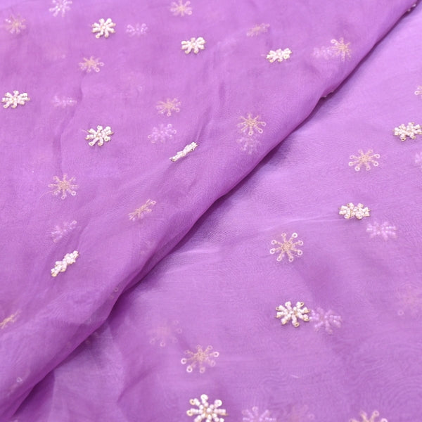 Silk Organza Moti & Sequins Embroidered Fabric | Designer Fabric | P02176-2