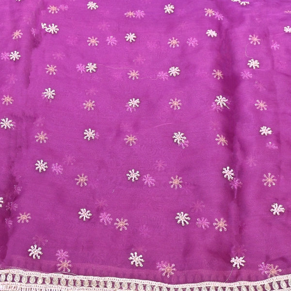 Silk Organza Moti & Sequins Embroidered Fabric | Designer Fabric | P02176-1