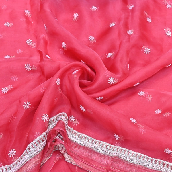 Silk Organza Moti & Sequins Embroidered Fabric | Designer Fabric | P02176-3