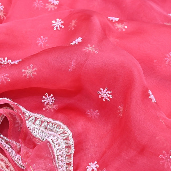 Silk Organza Moti & Sequins Embroidered Fabric | Designer Fabric | P02176-3