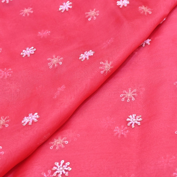 Silk Organza Moti & Sequins Embroidered Fabric | Designer Fabric | P02176-3