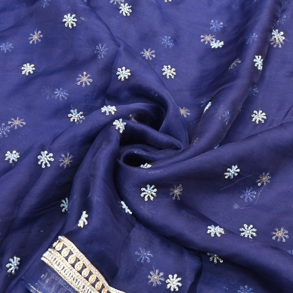 Silk Organza Moti & Sequins Embroidered Fabric | Designer Fabric | P02176-4