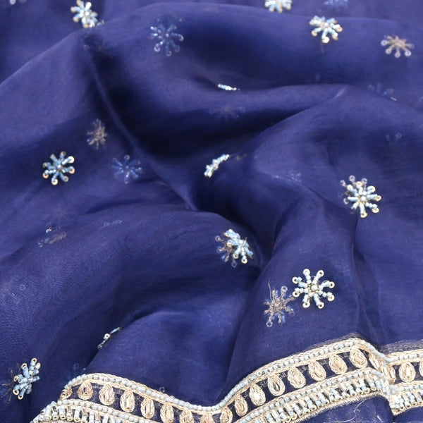 Silk Organza Moti & Sequins Embroidered Fabric | Designer Fabric | P02176-4