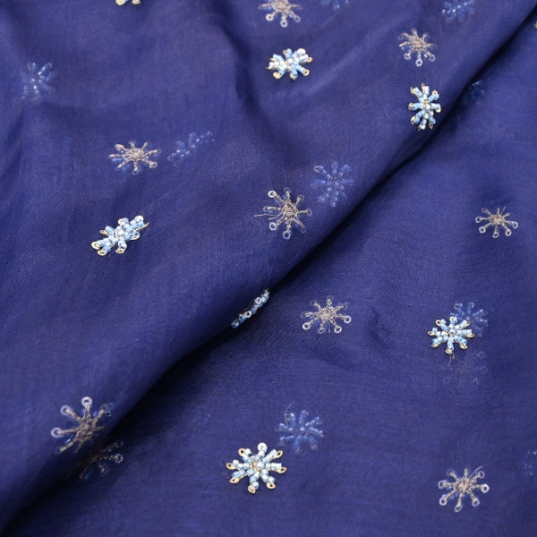 Silk Organza Moti & Sequins Embroidered Fabric | Designer Fabric | P02176-4