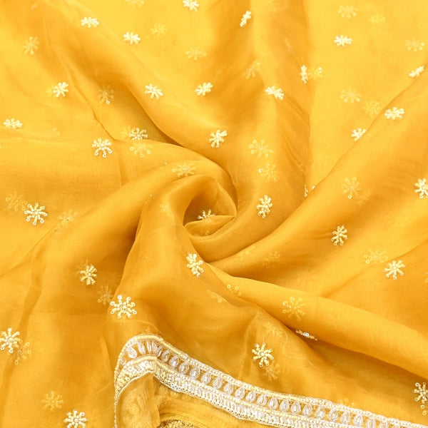 Silk Organza Moti & Sequins Embroidered Fabric | Designer Fabric | P02176-5