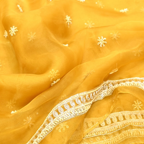Silk Organza Moti & Sequins Embroidered Fabric | Designer Fabric | P02176-5