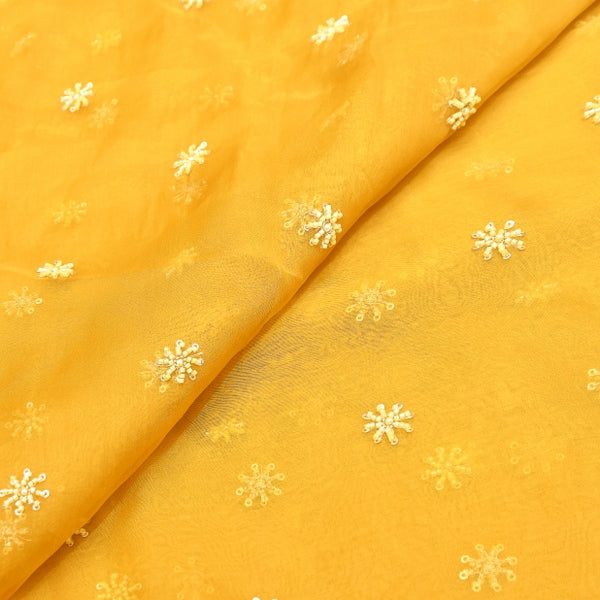 Silk Organza Moti & Sequins Embroidered Fabric | Designer Fabric | P02176-5