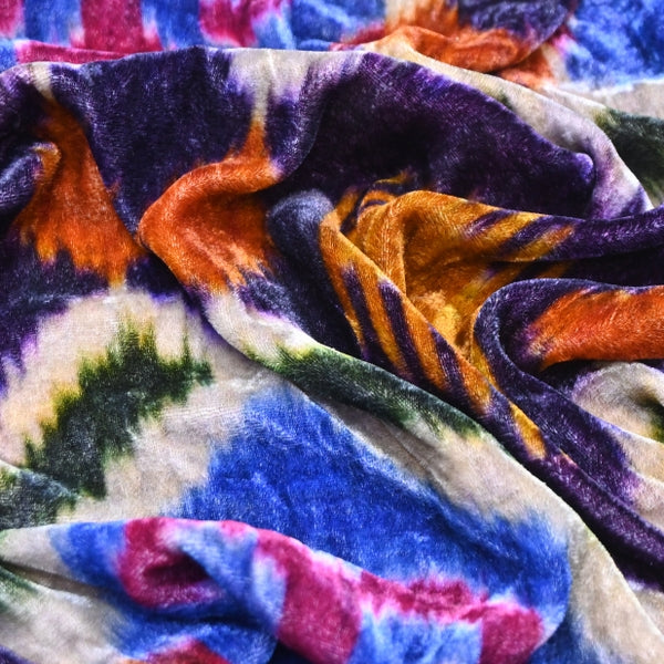 Silk Velvet Digital Print Fabric | Premium Designer Velvet Fabric-KE0130-1