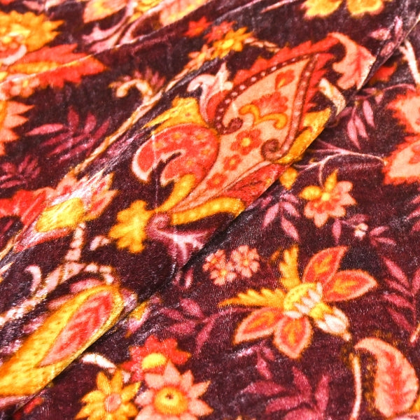 Silk Velvet Digital Print Fabric | Premium Designer Velvet Fabric-KE0130-2