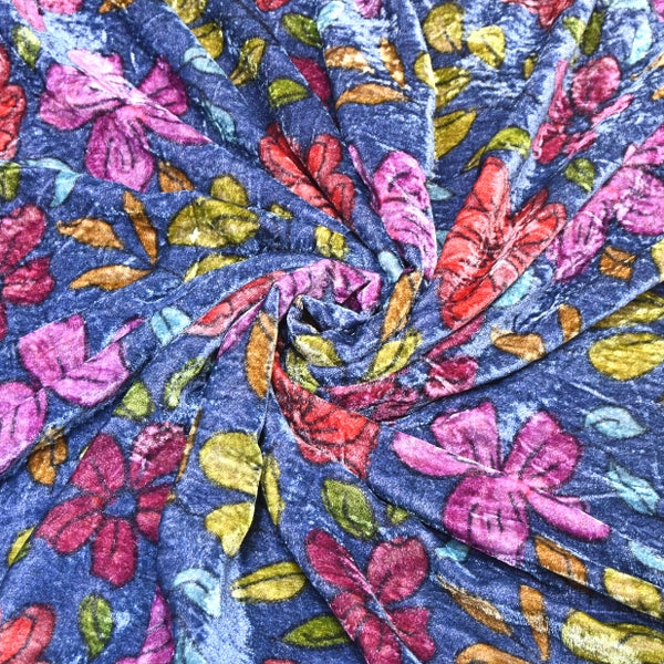Silk Velvet Digital Print Fabric | Premium Designer Velvet Fabric-KE0130-3