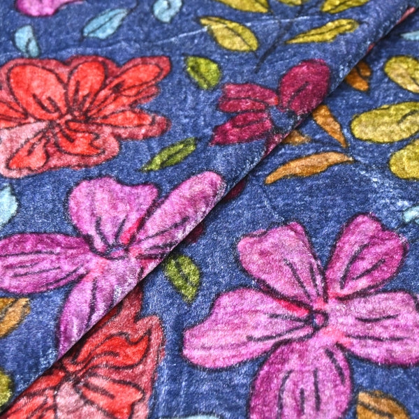 Silk Velvet Digital Print Fabric | Premium Designer Velvet Fabric-KE0130-3