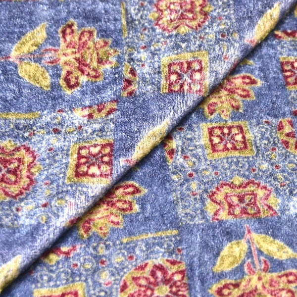 Silk Velvet Digital Print Fabric | Premium Designer Velvet Fabric-KE0130-4