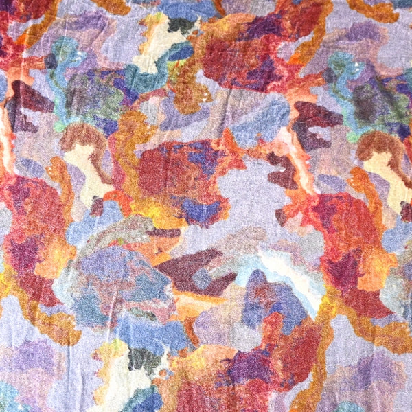 Silk Velvet Digital Print Fabric | Premium Designer Velvet Fabric-KE0130-5