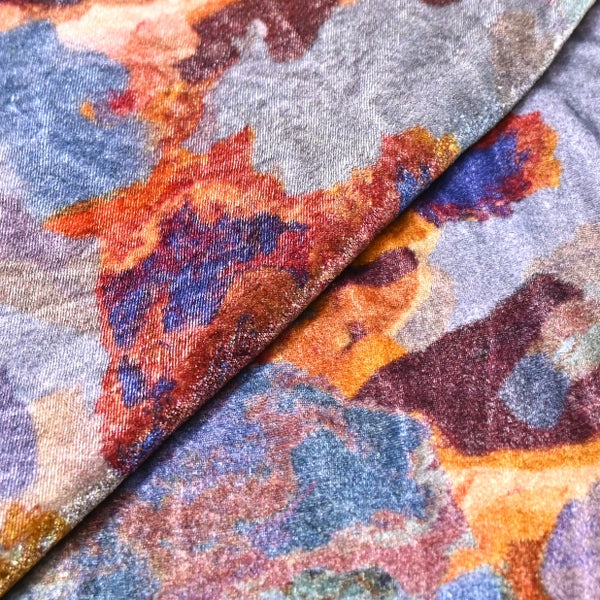 Silk Velvet Digital Print Fabric | Premium Designer Velvet Fabric-KE0130-5