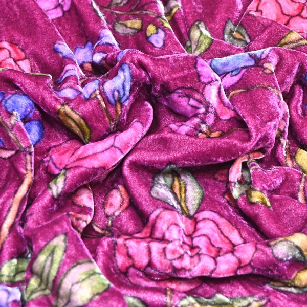 Silk Velvet Digital Print Fabric | Premium Designer Velvet Fabric-KE0130-6