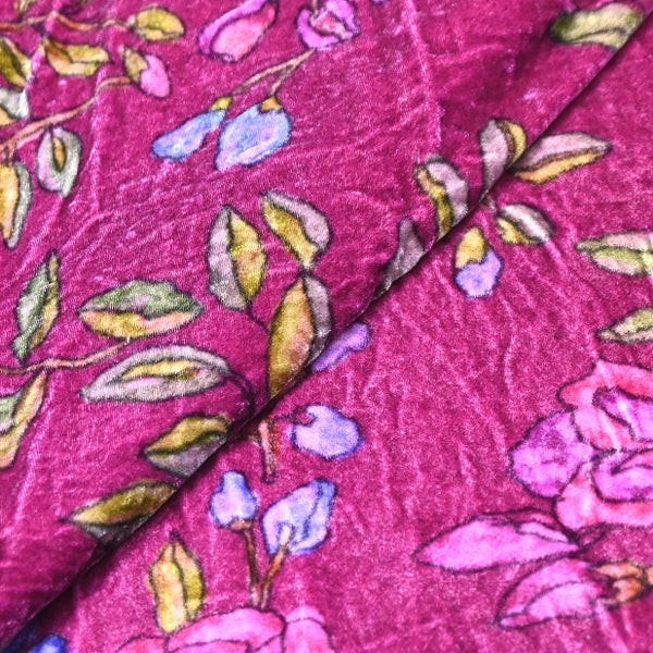 Silk Velvet Digital Print Fabric | Premium Designer Velvet Fabric-KE0130-6