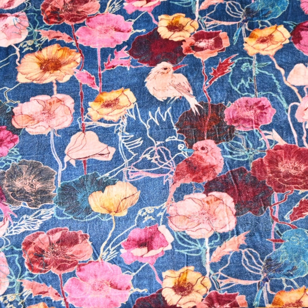 Silk Velvet Digital Print Fabric | Premium Designer Velvet Fabric-KE0130-7