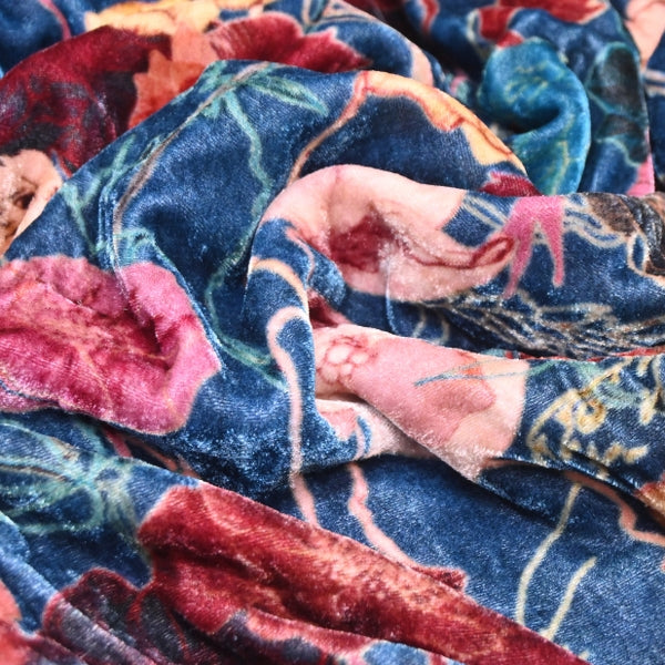 Silk Velvet Digital Print Fabric | Premium Designer Velvet Fabric-KE0130-7