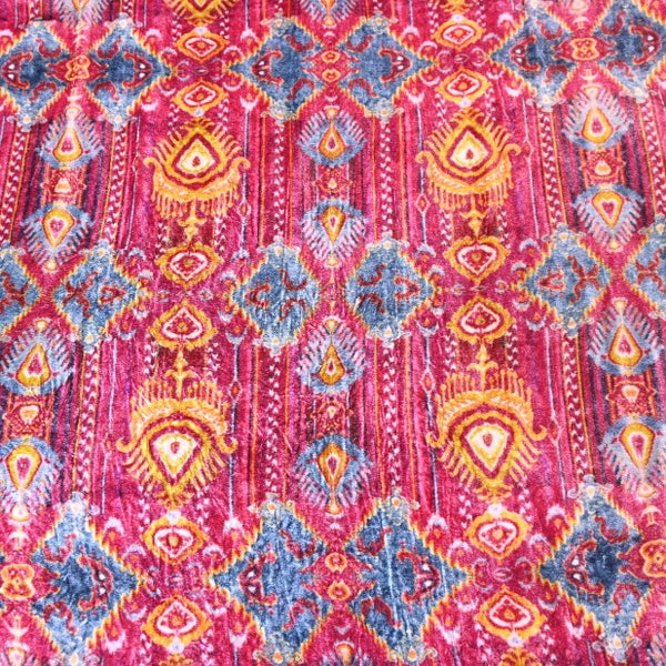 Silk Velvet Digital Print Fabric | Premium Designer Velvet Fabric-KE0130-8