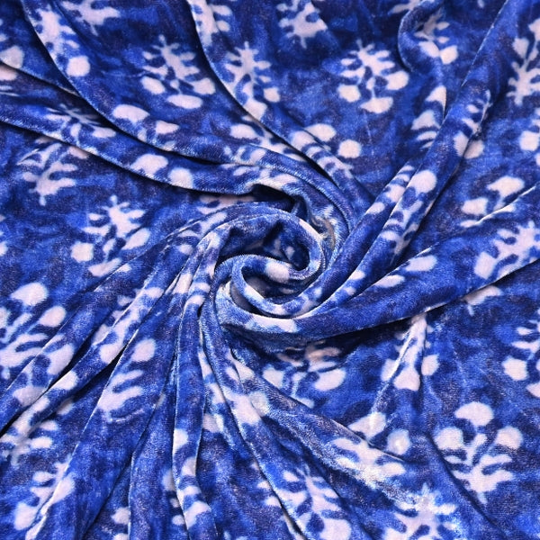 Silk Velvet Digital Print Fabric | Premium Designer Velvet Fabric-KE0130-10
