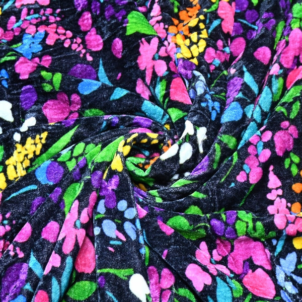 Silk Velvet Digital Print Fabric | Premium Designer Velvet Fabric-KE0130-11