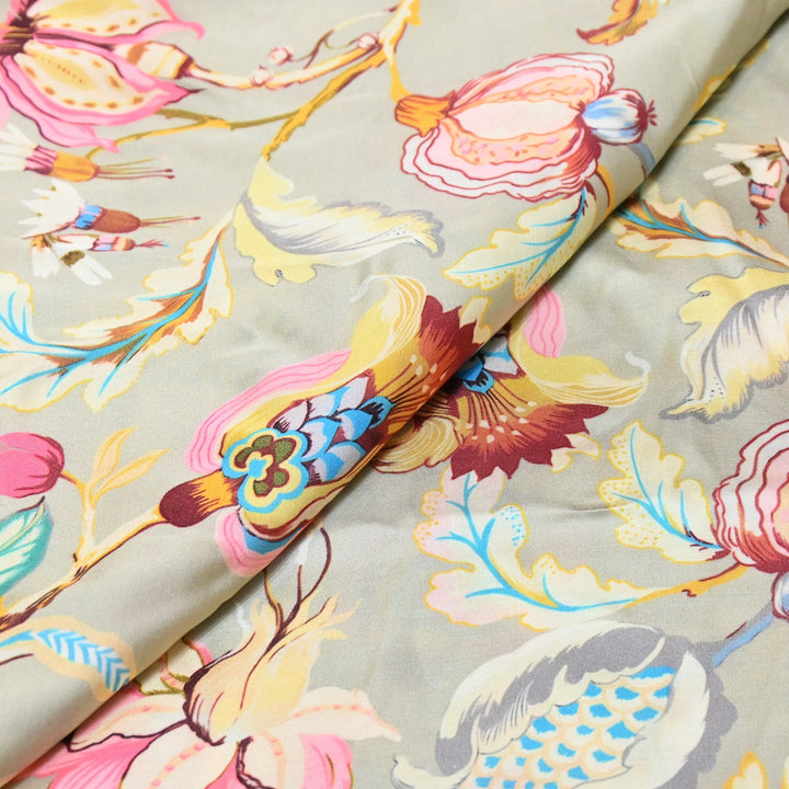 Elegant Modal Satin Digital Print Fabric | Soft Luxury Designer Fabric-001416-A