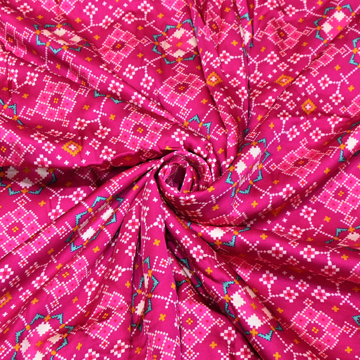 Elegant Modal Satin Digital Print Fabric | Soft Luxury Designer Fabric-001416-D
