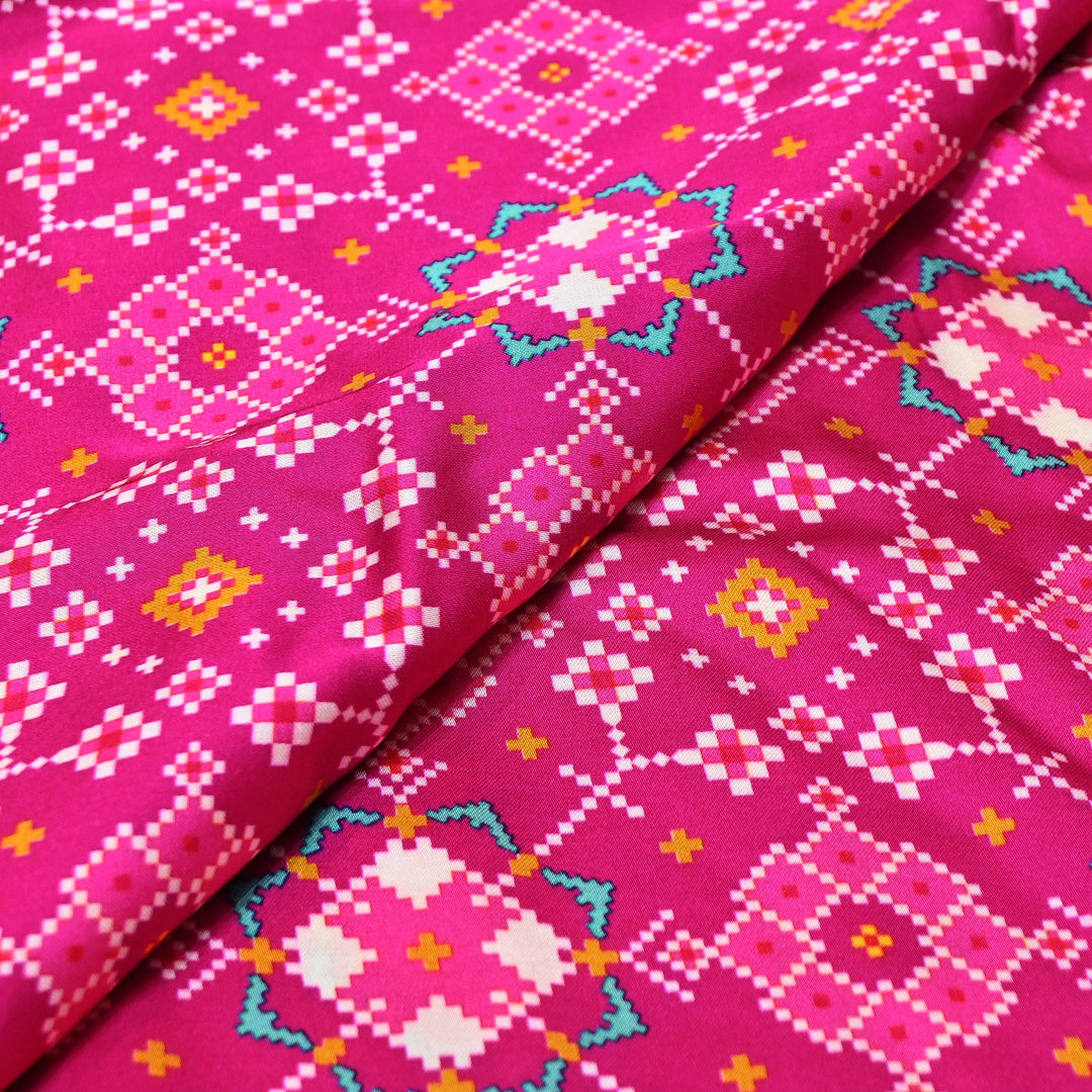 Elegant Modal Satin Digital Print Fabric | Soft Luxury Designer Fabric-001416-D