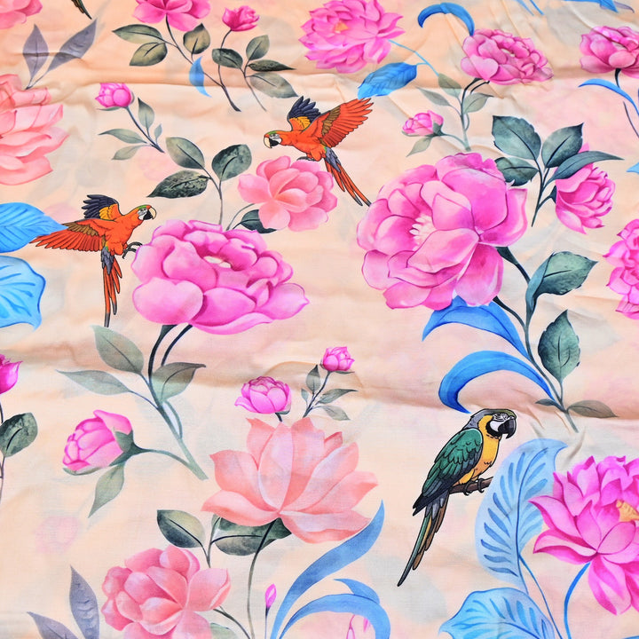 Elegant Modal Satin Digital Print Fabric | Soft Luxury Designer Fabric-001416-E