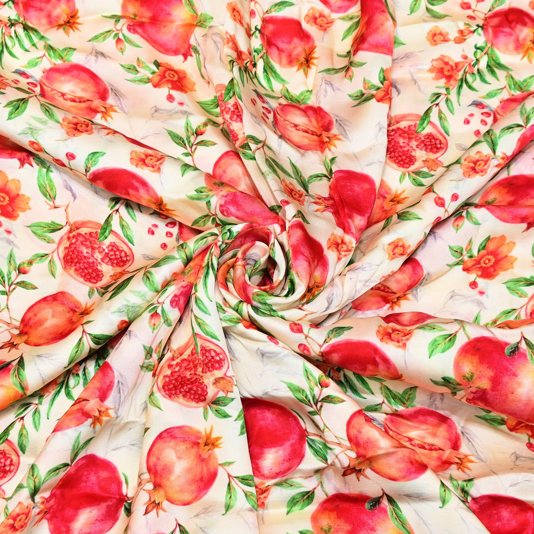 Elegant Modal Satin Digital Print Fabric | Soft Luxury Designer Fabric-001416-F