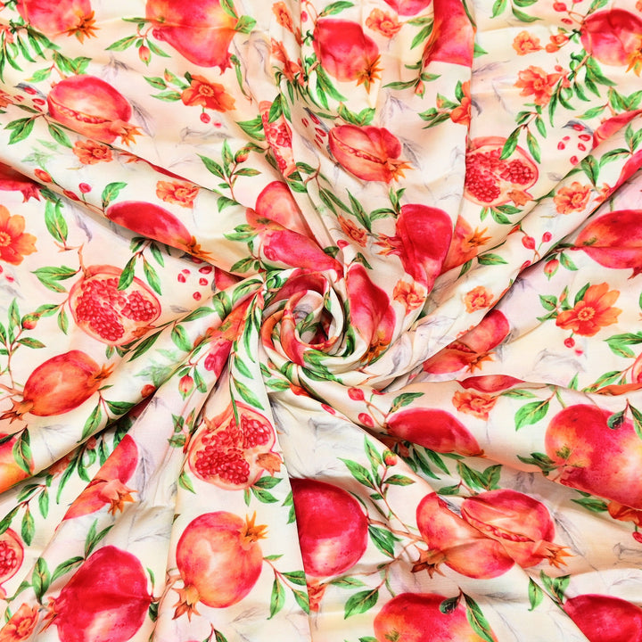Elegant Modal Satin Digital Print Fabric | Soft Luxury Designer Fabric-001416-F