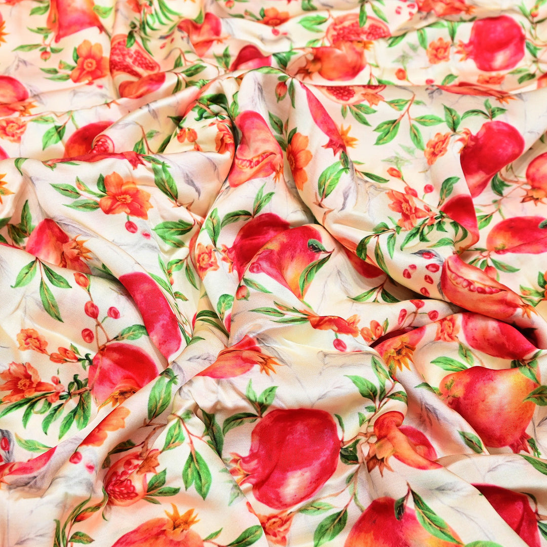 Elegant Modal Satin Digital Print Fabric | Soft Luxury Designer Fabric-001416-F